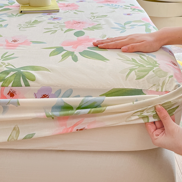 91家纺网 家纺一手货源 找家纺 绵庭家纺 2024新款AB版12868全棉印花单床笠  繁花漫漫