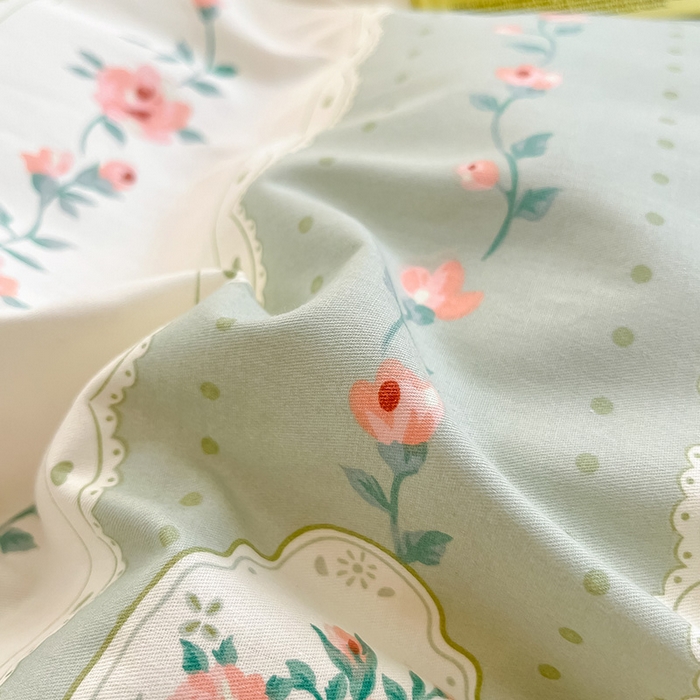 91家纺网 家纺一手货源 找家纺 绵庭家纺 2024新款AB版全棉印花系列四件套 娴静小花