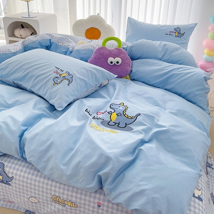 91家纺网 家纺一手货源 找家纺 （总）乐童家纺 2024爆款全棉1332呆萌小刺绣系列四件套