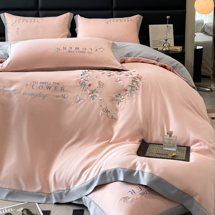 91家纺网 家纺一手货源 找家纺 （总）凯艾玲 2024新款简约轻奢磨毛细斜纹四件套-初见