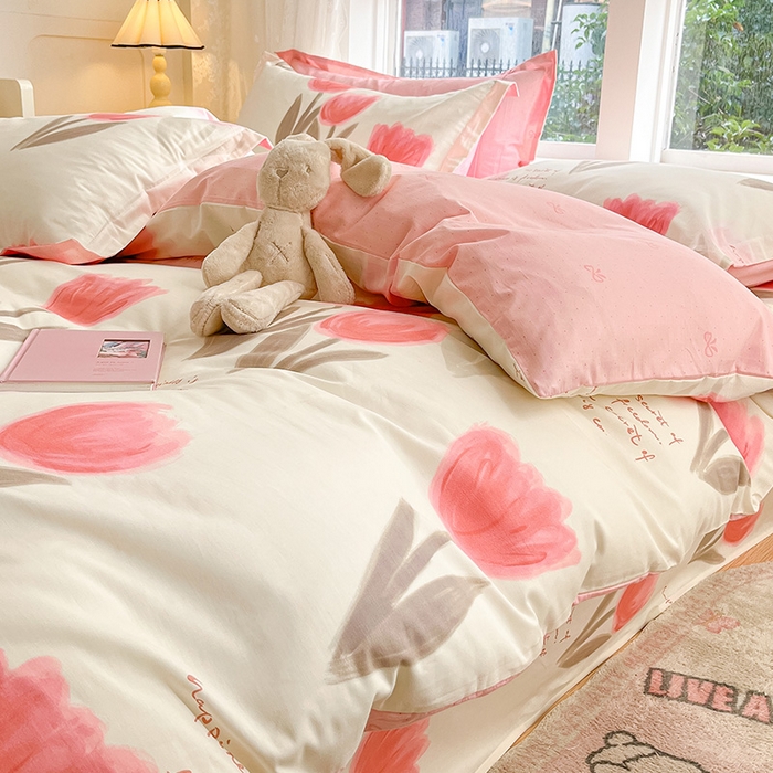 91家纺网 家纺一手货源 找家纺 绵庭家纺 2024新款AB版12868全棉印花单被套 尤拉朵