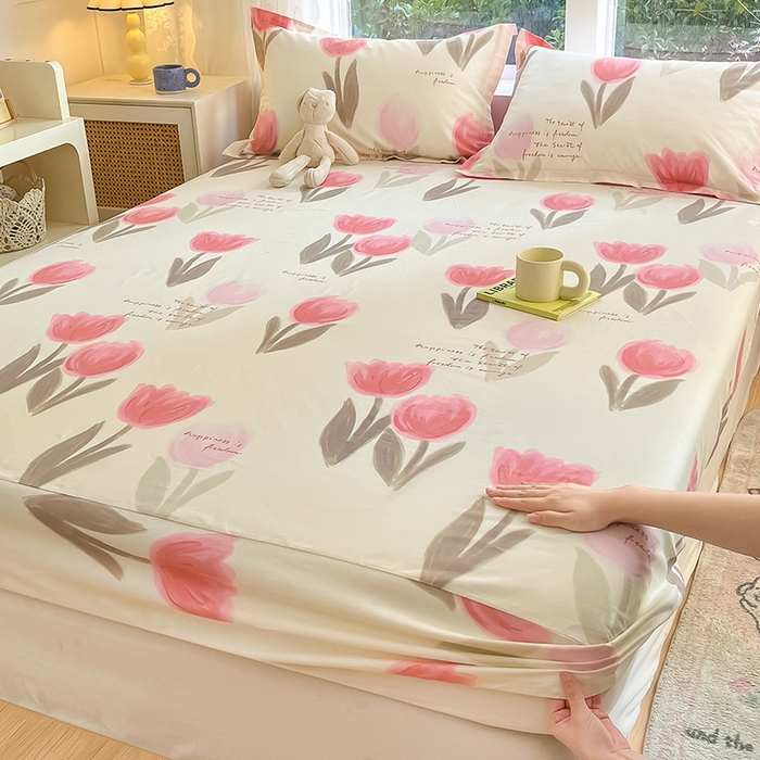 91家纺网 家纺一手货源 找家纺 绵庭家纺 2024新款AB版12868全棉印花单床笠  尤拉朵