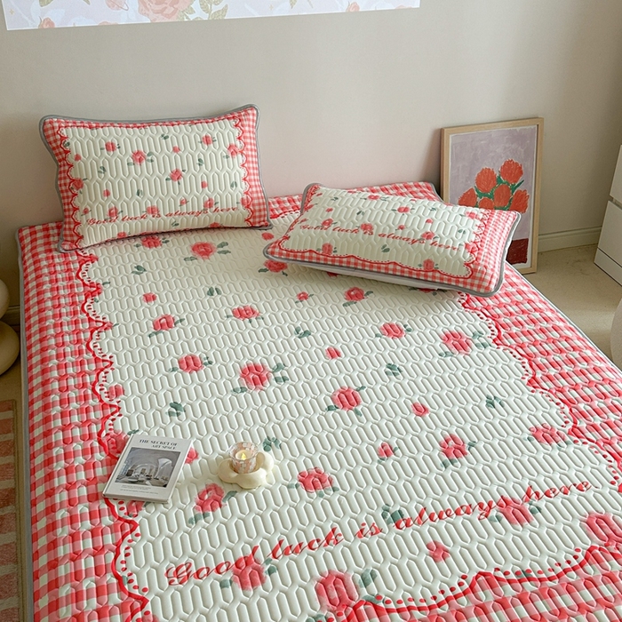 91家纺网 家纺一手货源 找家纺 美乐迪 2024新款大版乳胶凉席 玫瑰花园