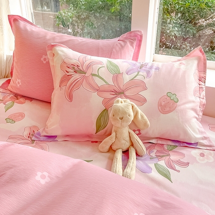 91家纺网 家纺一手货源 找家纺 绵庭家纺 2024新款AB版12868全棉印花单枕套 兰若幽香