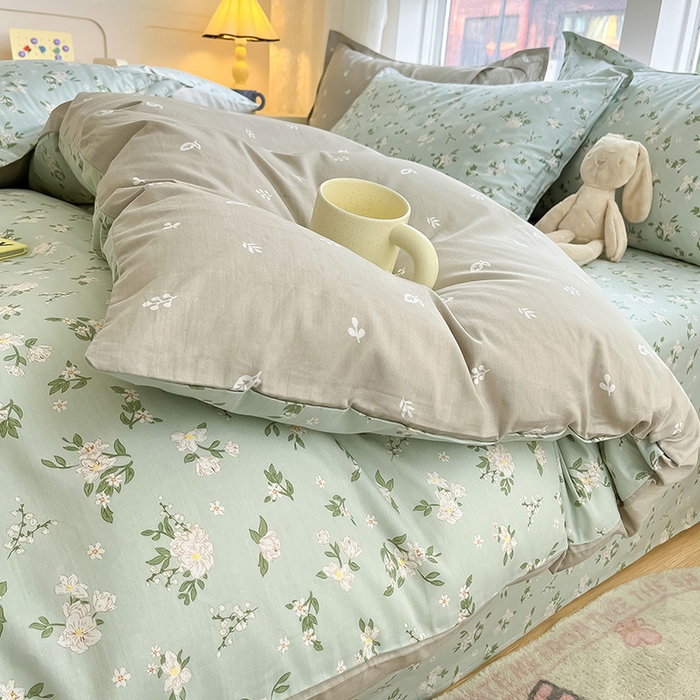 91家纺网 家纺一手货源 找家纺 绵庭家纺 2024新款AB版12868全棉印花单枕套 盛夏茶花