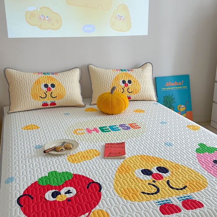 91家纺网 家纺一手货源 找家纺 美乐迪 2024新款大版乳胶凉席 奶油芝士