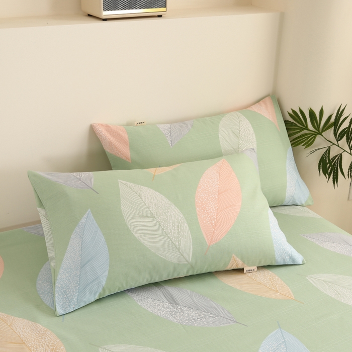 91家纺网 家纺一手货源 找家纺 棉乐町家居 2025新款三枚段条卷边老粗布床单套件 恋叶-原棉款