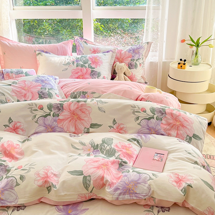 91家纺网 家纺一手货源 找家纺 绵庭家纺 2024新款AB版12868全棉印花单枕套 水榭听香-米