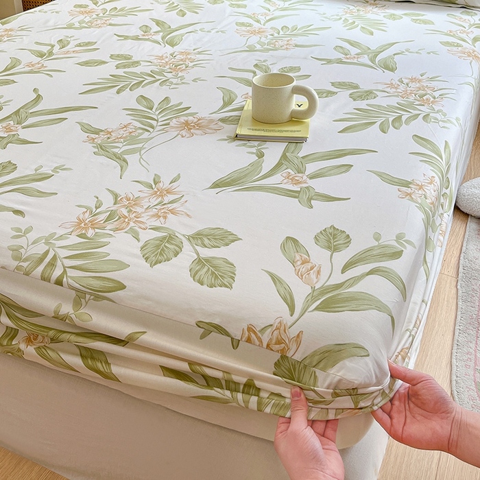 91家纺网 家纺一手货源 找家纺 绵庭家纺 2024新款AB版12868全棉印花单床笠  羽飞舞