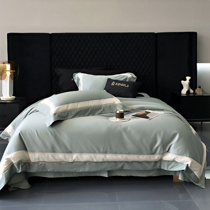 馨蕊 2024新款100S高奢简约长绒棉四件套-克里斯汀 克里斯汀-北卡蓝
