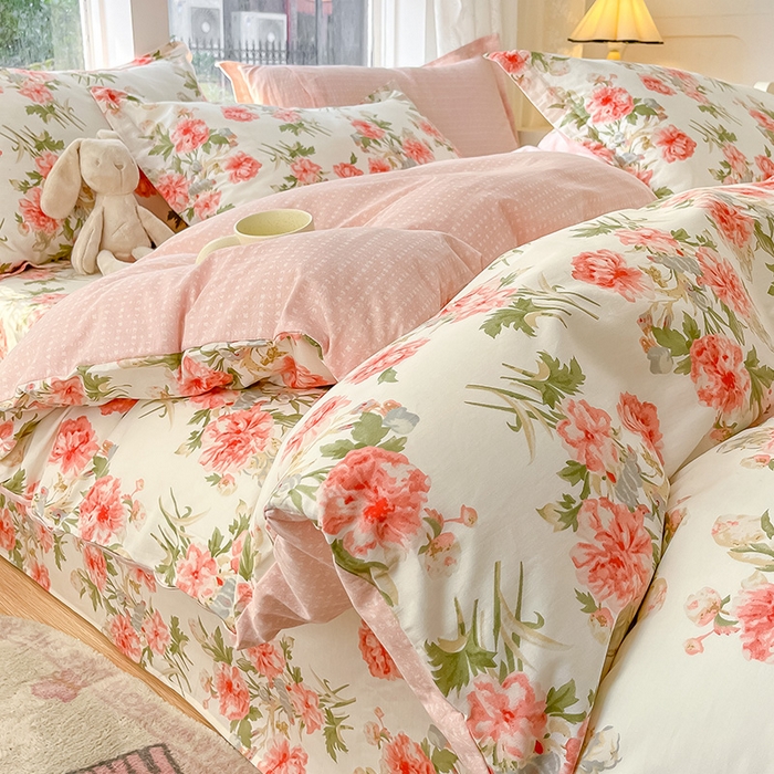 91家纺网 家纺一手货源 找家纺 绵庭家纺 2024新款AB版12868全棉印花单枕套 叶语初晴