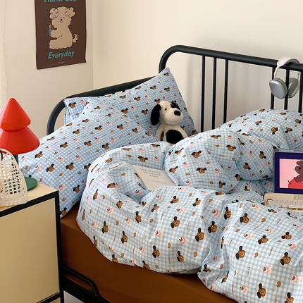 91家纺网 家纺一手货源 找家纺 （总）六巷胡同 2024新款40支全棉13372韩系INS卡通减龄篇四件套