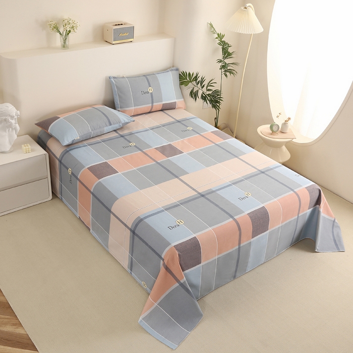 91家纺网 家纺一手货源 找家纺 棉乐町家居 2025新款三枚段条卷边老粗布床单套件 尚雅格调-原棉款