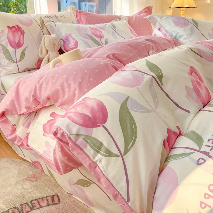 91家纺网 家纺一手货源 找家纺 绵庭家纺 2024新款AB版12868全棉印花单枕套 花梦里