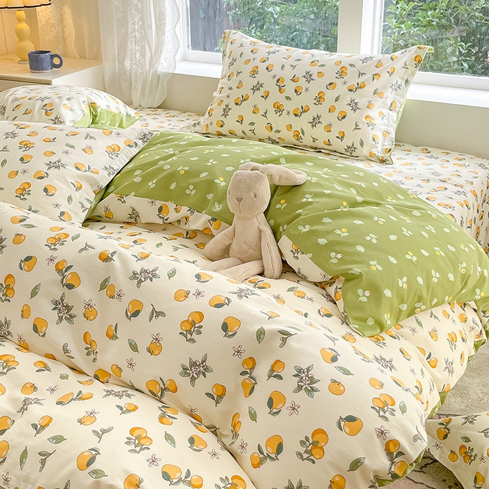 91家纺网 家纺一手货源 找家纺 绵庭家纺 2024新款AB版12868全棉印花单枕套 蜜橙