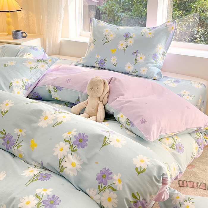 91家纺网 家纺一手货源 找家纺 绵庭家纺 2024新款AB版12868全棉印花单枕套 田苑花间