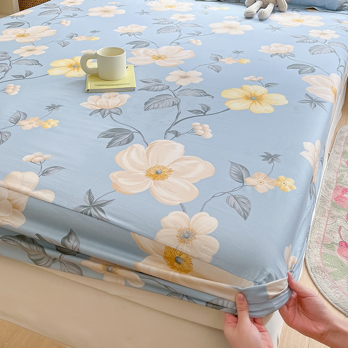 91家纺网 家纺一手货源 找家纺 绵庭家纺 2024新款AB版12868全棉印花单床笠  雅致花都