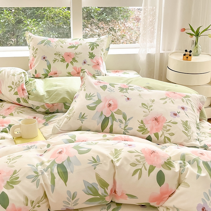 91家纺网 家纺一手货源 找家纺 绵庭家纺 2024新款AB版12868全棉印花单被套 繁花漫熳