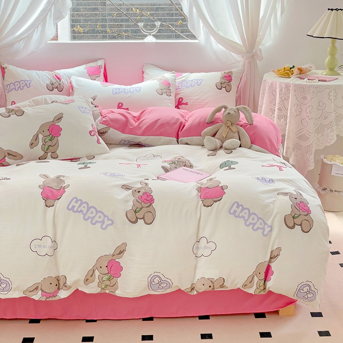 91家纺网 家纺一手货源 找家纺 优选良品 2025新款直播爆款母婴级水洗皱皱棉四件套小碎花被套床笠款三件套 兔兔报道