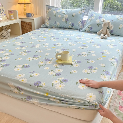 绵庭家纺 2024新款AB版12868全棉印花单床笠  田苑花间