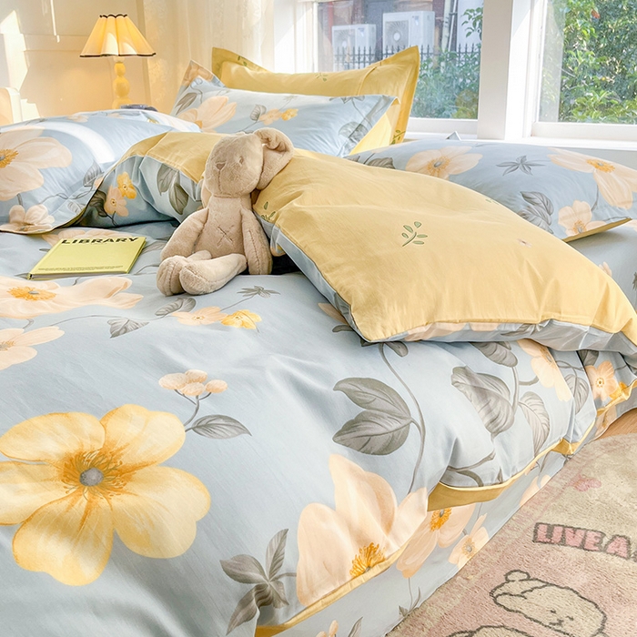 91家纺网 家纺一手货源 找家纺 绵庭家纺 2024新款AB版12868全棉印花单被套 雅致花都