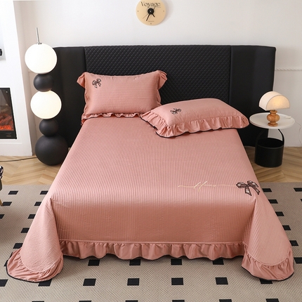 上喜 热卖天丝夹棉床盖系列- 蝴蝶结床盖 蔷薇粉