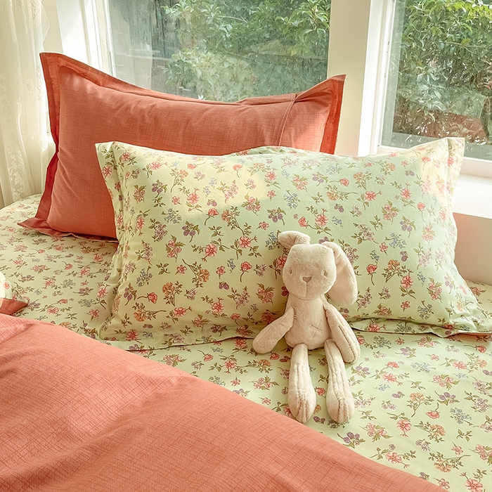 91家纺网 家纺一手货源 找家纺 绵庭家纺 2024新款AB版全棉印花系列四件套 甜蜜花房