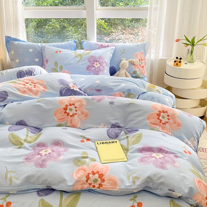 91家纺网 家纺一手货源 找家纺 绵庭家纺 2024新款AB版12868全棉印花单被套 繁花似锦