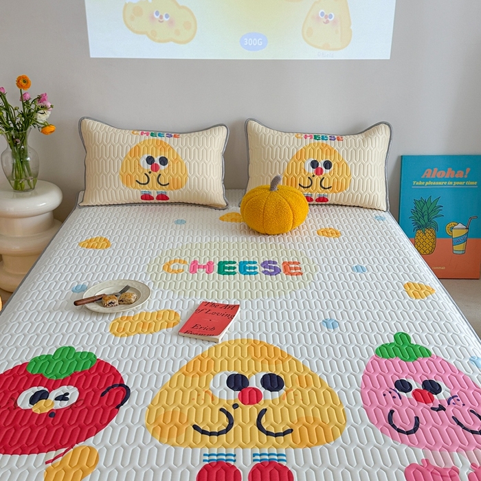 91家纺网 家纺一手货源 找家纺 美乐迪 2024新款大版乳胶凉席 奶油芝士