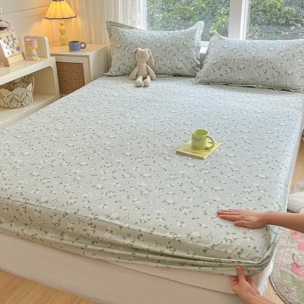 绵庭家纺 2024新款AB版12868全棉印花单床笠  盛夏茶花