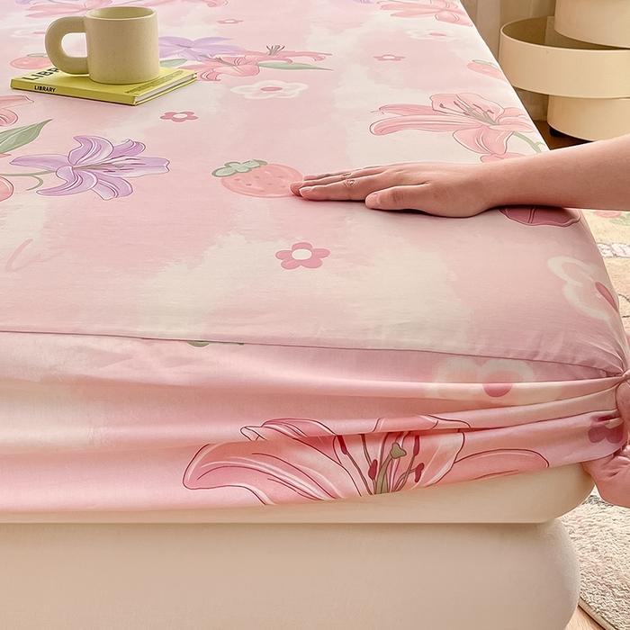 91家纺网 家纺一手货源 找家纺 绵庭家纺 2024新款AB版12868全棉印花单床笠  兰若幽香