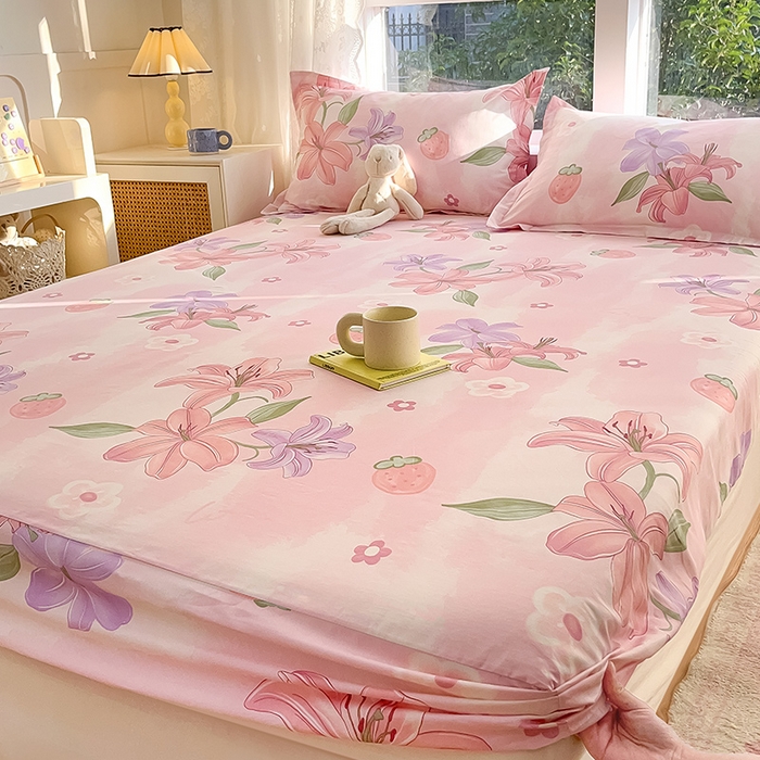 91家纺网 家纺一手货源 找家纺 绵庭家纺 2024新款AB版12868全棉印花单床笠  兰若幽香