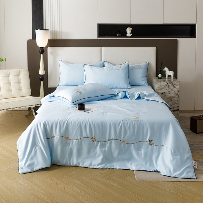 91家纺网 家纺一手货源 找家纺 欧冠家纺 2024新款大牌风水洗真丝绣花床笠被套夏被四件套公主日记系列-风格二 公主日记-风铃兰