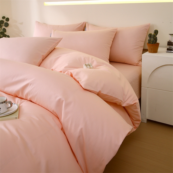 91家纺网 家纺一手货源 找家纺 凯磊家纺 2024新款高支高密.纯色南汐系列四件套 南汐-柔雾粉