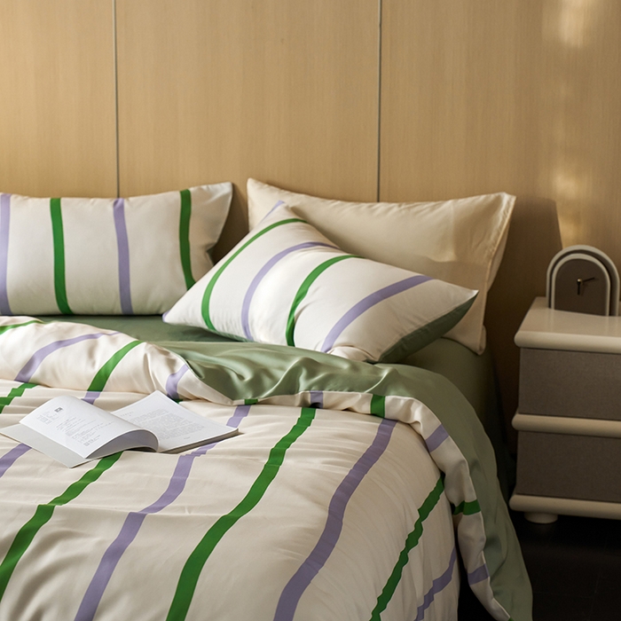 91家纺网 家纺一手货源 找家纺 时年家纺 2024春夏新品莱赛尔天丝印花四件套 可乐