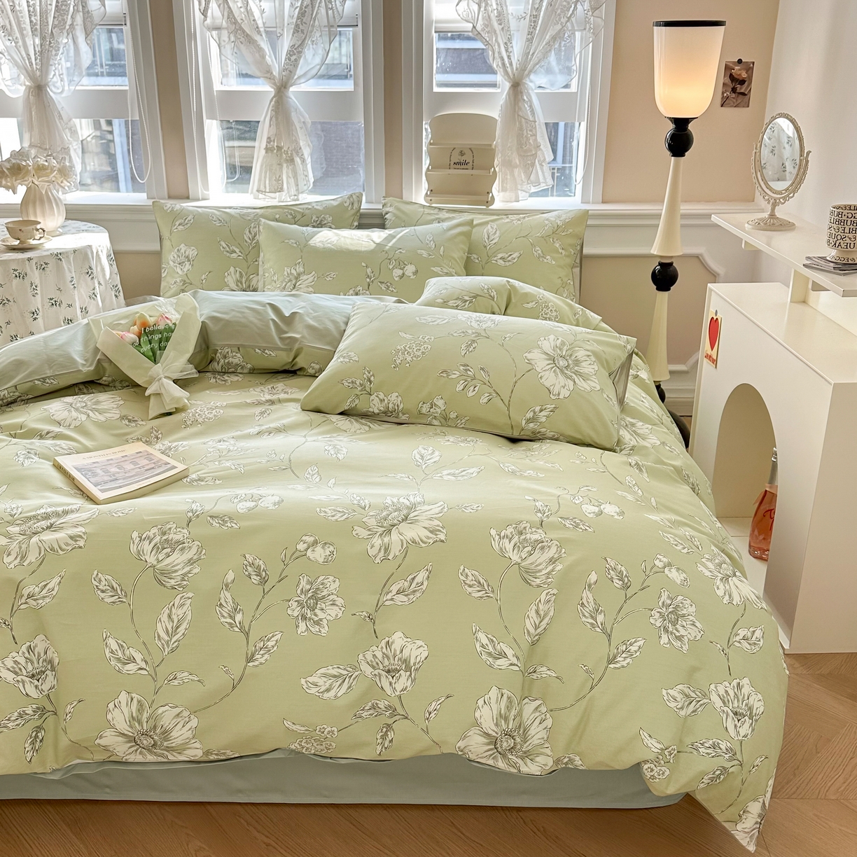 91家纺网 家纺一手货源 找家纺 晨希家居 2024新款小清新全棉印花四件套 木兰花漫