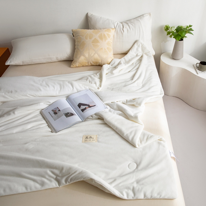 91家纺网 家纺一手货源 找家纺 慕尚 2025新款针织棉华夫格夏被 华夫格 馥芮白