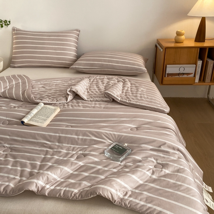 91家纺网 家纺一手货源 找家纺 荔禾家居 A类针织棉无印风夏被 豆蔻-咖