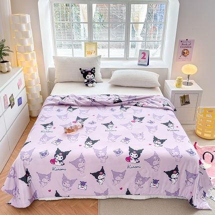 博雅 2024新款三丽鸥正版系列A类牛奶丝软糯针织棉大豆纤维夏被 针织棉（带防伪标）开心库洛米