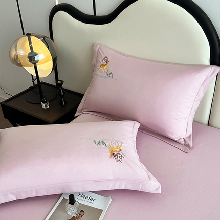 91家纺网 家纺一手货源 找家纺 （总）北辰 2024新款小鹿枕套水洗棉刺绣枕套