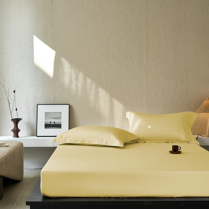 91家纺网 家纺一手货源 找家纺 秀色家纺 2025新款高端酒店50支贡缎长绒棉床笠单件纯棉全棉贡缎可裸睡单双人床上用品 梦易-奶茶米