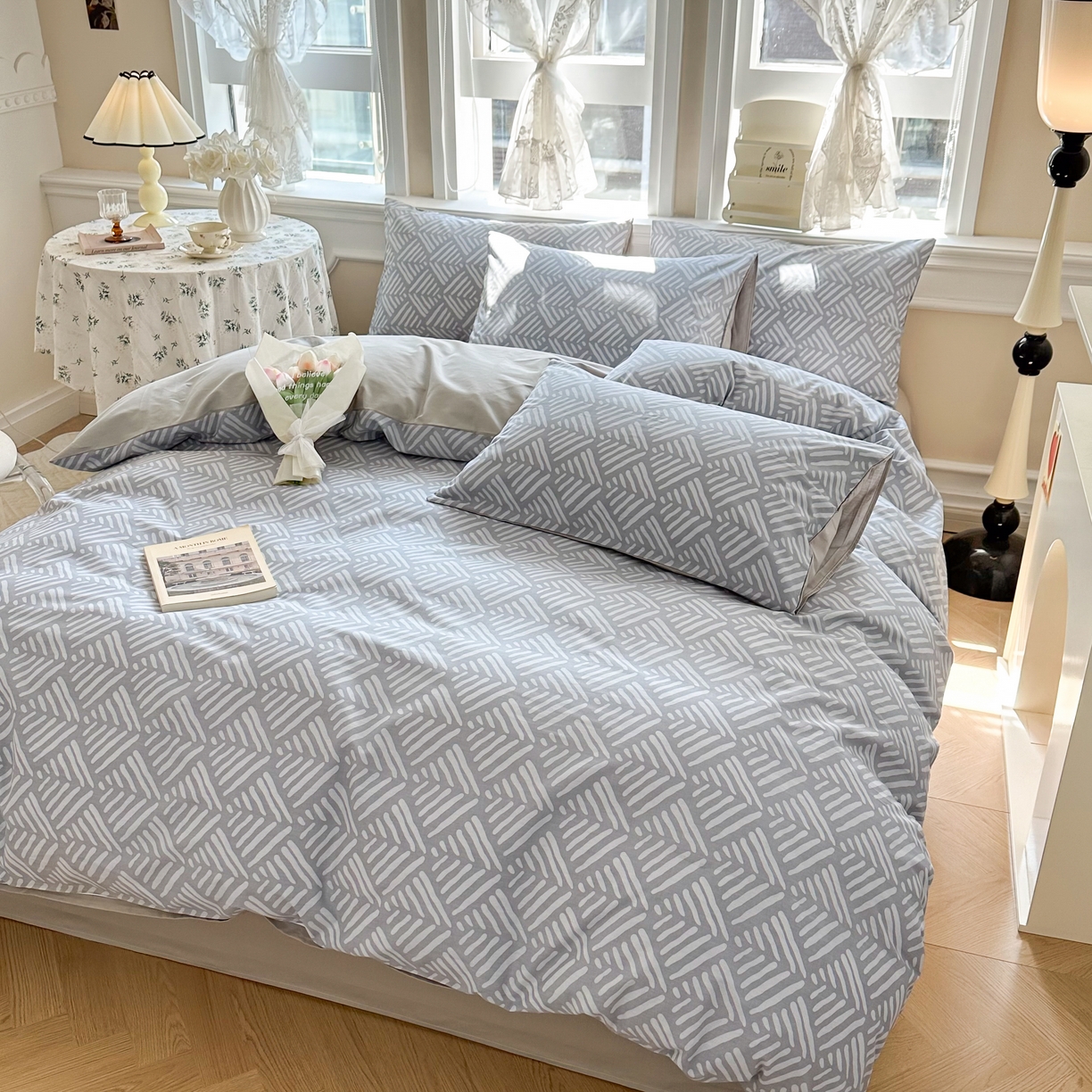 91家纺网 家纺一手货源 找家纺 晨希家居 2024新款小清新全棉印花四件套 诺卡