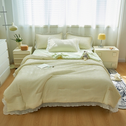 91家纺网 家纺一手货源 找家纺 （总）畅销被业  2024新款泡泡纱花边夏被四件套