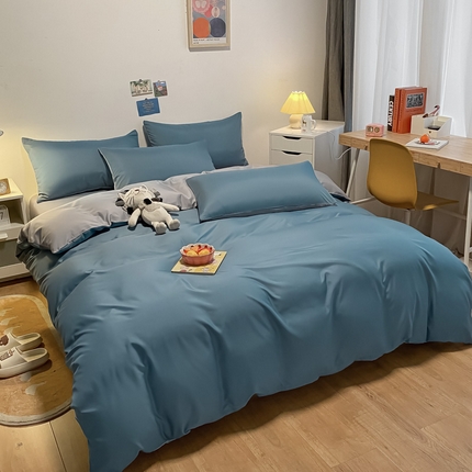 91家纺网 家纺一手货源 找家纺 （总）子钦家纺 2024春夏水洗真丝纯色四件套单被套床单床笠款-风格一