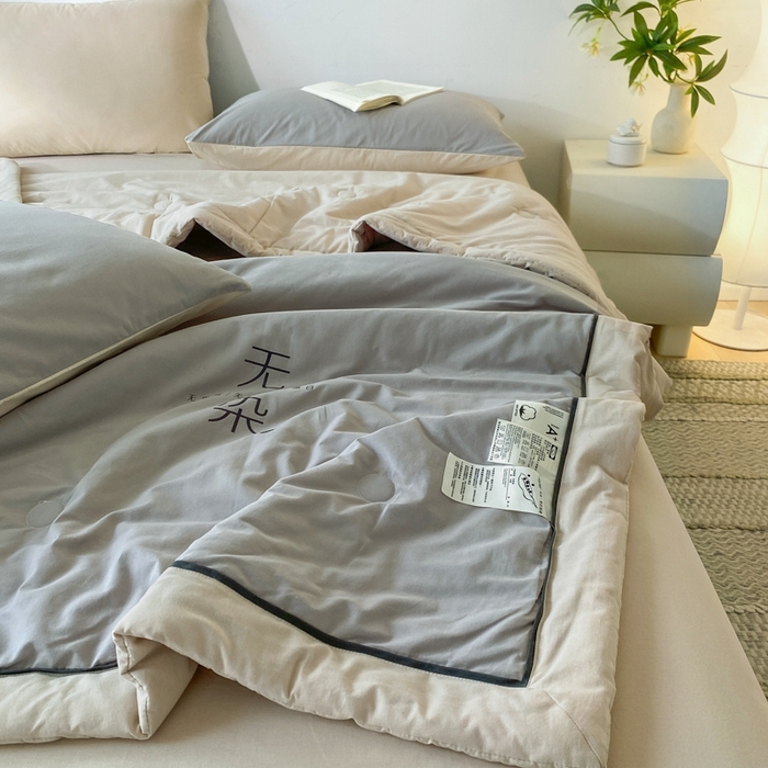 91家纺网 家纺一手货源 找家纺 荔禾家居 2024新款A类全棉水洗棉无染夏被 暮色灰