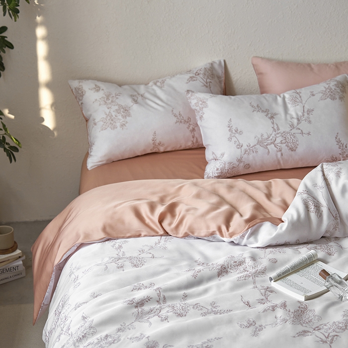 91家纺网 家纺一手货源 找家纺 时年家纺 2024春夏新品莱赛尔天丝印花四件套 美人焦