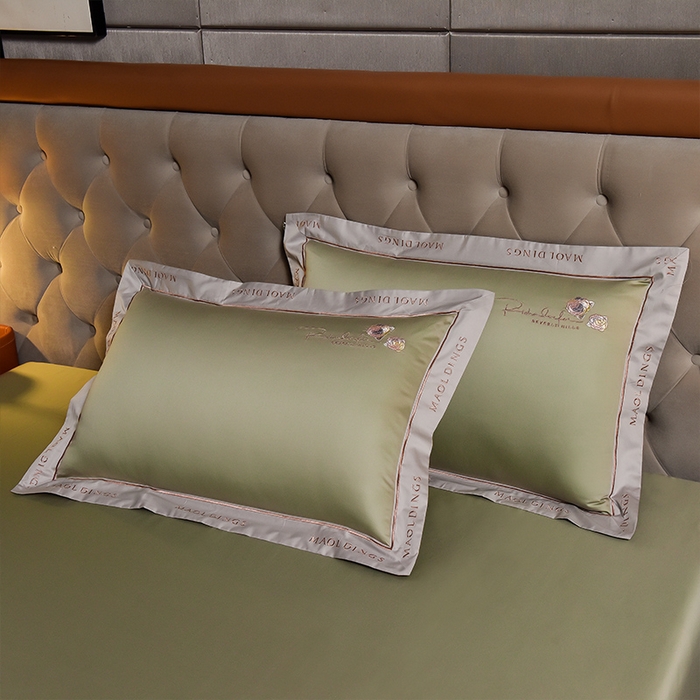 91家纺网 家纺一手货源 找家纺 瑞驰家纺 2024新款A类长绒棉刺绣四件套-雅典娜系列 雅典娜-赛琳绿