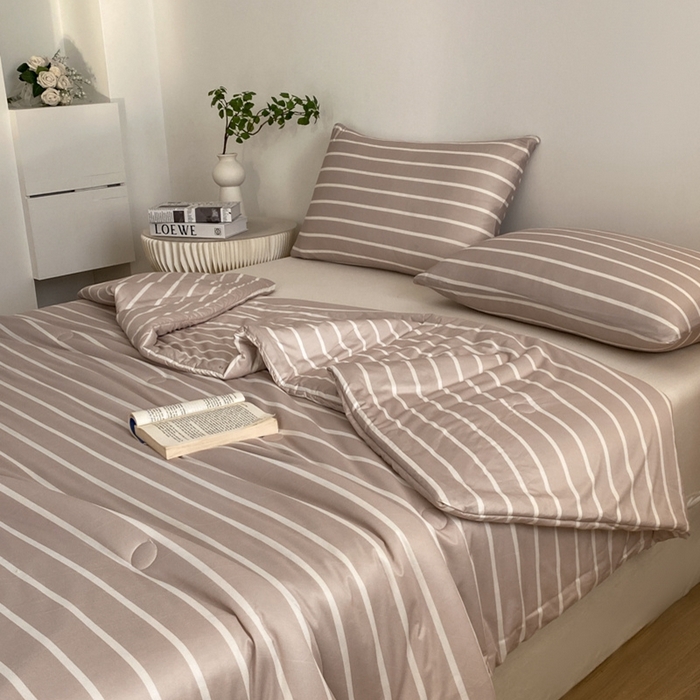 91家纺网 家纺一手货源 找家纺 荔禾家居 A类针织棉无印风夏被 豆蔻-咖