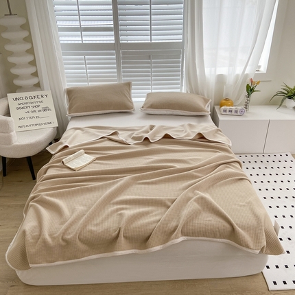 来菲毛毯 2025新款全棉A类盖毯夏凉被 卡其