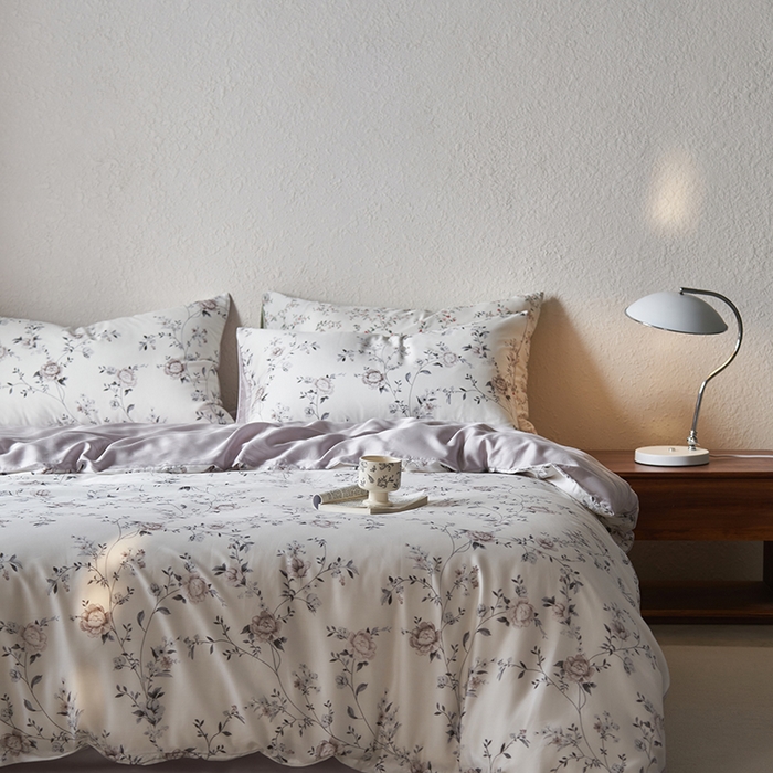 91家纺网 家纺一手货源 找家纺 时年家纺 2024春夏新品莱赛尔天丝印花四件套 情依